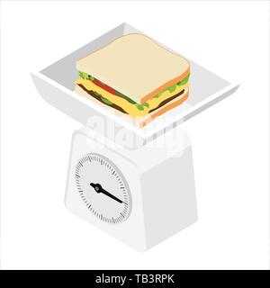 Balances domestiques et sandwich. Balances intérieures vue isométrique Illustration de Vecteur