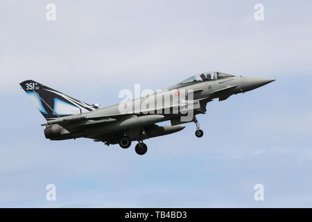 Une armée de l'air italienne Eurofighter Typhoon atterrit à Mont-de-Marsan Air Base au cours de l'exercice OTAN Tiger Meet 2019 Banque D'Images