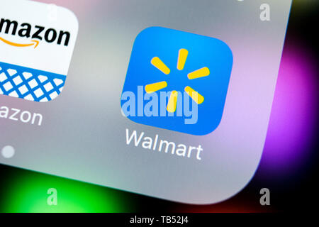 Kaliningrad, Russie, le 21 mars 2018 : Walmart l'icône de l'application sur Apple iPhone écran X close-up. Walmart icône de l'application. Walmart.com multinationale est r Banque D'Images