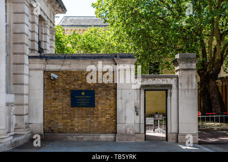 Londres, Royaume-Uni - 14 mai 2019 : entrée principale de Marlborough House, le siège du Secrétariat du Commonwealth et de la Fondation du Commonwealth Banque D'Images