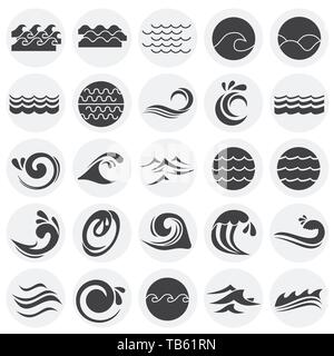 Vagues icons set sur des cercles arrière-plan pour la conception graphique et web. Vecteur simple signe. Concept Internet symbole de bouton site web ou application mobile. Illustration de Vecteur