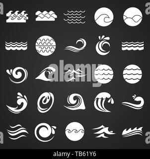 Vagues icons set sur fond noir pour la conception graphique et web. Vecteur simple signe. Concept Internet symbole de bouton site web ou application mobile. Illustration de Vecteur