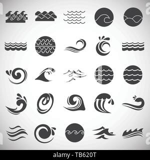 Vagues icons set sur fond blanc pour la conception graphique et web. Vecteur simple signe. Concept Internet symbole de bouton site web ou application mobile. Illustration de Vecteur