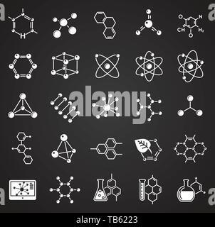Icons set molécules sur fond noir pour la conception graphique et web. Vecteur simple signe. Concept Internet symbole de bouton site web ou application mobile. Illustration de Vecteur