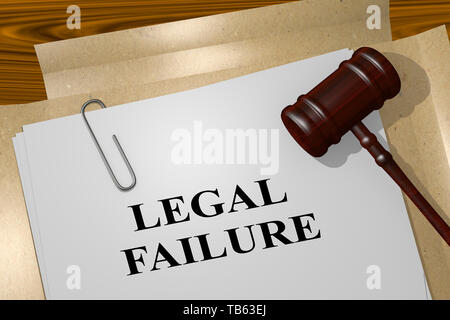 3D illustration de l'échec juridique titre sur document juridique Banque D'Images