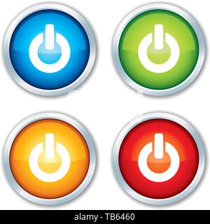 Vector illustration. On off boutons brillants de différentes couleurs. Illustration de Vecteur