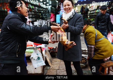 La viande de chien est populaire dans le sud-ouest de la Chine. Banque D'Images