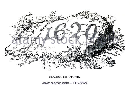 Plymouth est le site traditionnel en pierre de l'arrivée du Mayflower pélerins de l'Angleterre qui a fondé la colonie de Plymouth, Plymouth, Massachusetts, en 1620 Banque D'Images