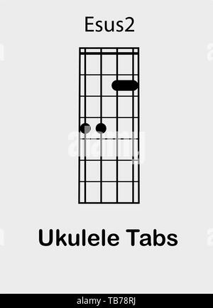 Ukulele avec tabulation E sus2 chord, vector illustration Illustration de Vecteur