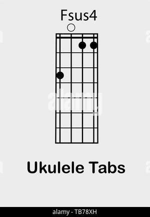 Ukulele avec tabulation F sus4 chord, vector illustration Illustration de Vecteur