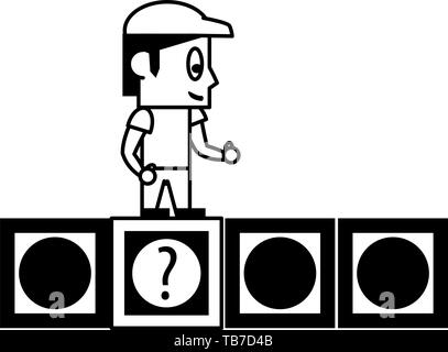 Les personnages et éléments de jeux vidéo dessins animés en noir et blanc Illustration de Vecteur