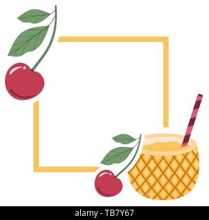 Châssis avec des objets d'été à fond blanc Illustration de Vecteur