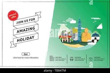 Attraction touristique étonnante landmarks in Taiwan illustration design Illustration de Vecteur