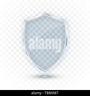 Verre transparent de protection. Icône de Badge en verre. Concept de protection thermique. Vector illustration. Illustration de Vecteur