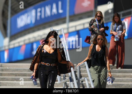 Pilar Rubio Fernandez, épouse du joueur du Real Madrid Sergio Ramos et présentateur de télévision espagnole arrive au stade de la finale de la Ligue des Champions - Bâtir l'avenir du match entre Tottenham Hotspur v Liverpool, Wanda Stade Metropolitano, Madrid - 30 mai 2019 Banque D'Images