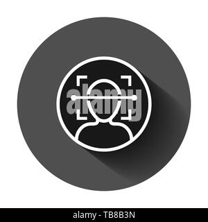 L'icône d'analyse de visage au style plat. Id du visage vector illustration sur fond noir avec l'ombre. L'algorithme d'identification concept d'entreprise. Illustration de Vecteur