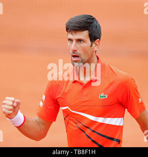 Roland Garros, Paris, France. 30 mai, 2019. Tournoi de tennis de Roland-Garros, Novak Djokovic (SRB) célèbre pour son entraîneur : Action Crédit Plus Sport/Alamy Live News Banque D'Images