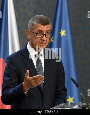 ***Le 24 mai 2019, photo d'*** PM Tchèque Andrej Babis (ANO) fait face à un conflit d'intérêt sur les liens vers ses anciens entreprises dans le groupe Agrofert, selon une vérification que la Commission européenne (CE) envoyé à autorités tchèques, Hospodarske Noviny (HN) document financier écrit sur son site web aujourd'hui, le vendredi 31 mai 2019. Bruxelles exige que toutes les subventions de l'UE Agrofert reçus de 2018 sera retournée. La propriété Babis géant Agrofert, chimiques, agricoles et alimentaires media holding jusqu'en 2017 lorsque, en sa qualité de ministre des Finances, ensuite, il l'a transférée aux fonds d'affectation spéciale pour se conformer à la Banque D'Images