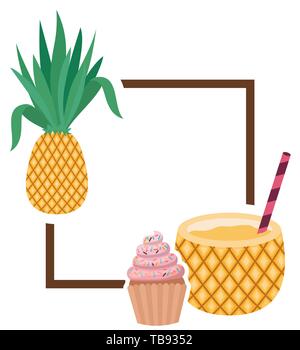 Châssis avec des objets d'été à fond blanc Illustration de Vecteur