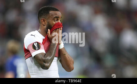 Alexandre Lacazette d'Arsenal semble découragée après l'UEFA Europa League finale au Stade Olympique, Baku, Azerbaïdjan. ASSOCIATION DE PRESSE Photo. Photo date : mercredi 29 mai 2019. Voir l'ACTIVITÉ DE SOCCER Europa. Crédit photo doit se lire : Bradley Collyer/PA Wire Banque D'Images