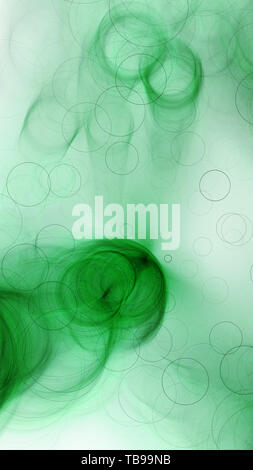 Modèle de smartphone vert bulles futuristes, générée par ordinateur résumé fond, 3D Rendering Banque D'Images