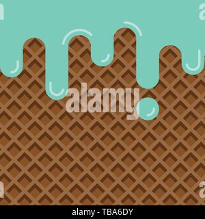 Glace à la menthe fondre sur wafer texture background design plat, vector illustration Illustration de Vecteur