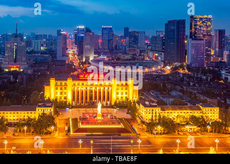 Vue panoramique de Tianfu Square à Chengdu Banque D'Images