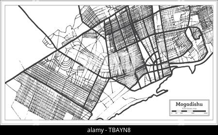 Somalie de Mogadiscio la carte en noir et blanc. Vector Illustration. Une carte de Noël. Illustration de Vecteur