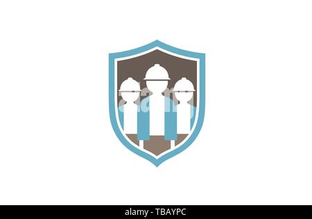 Trois créatifs Builder Shield Logo Design Illustration vecteur symbole Illustration de Vecteur