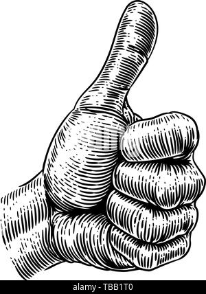 Thumb Up Sign part Retro Vintage Woodcut Illustration de Vecteur