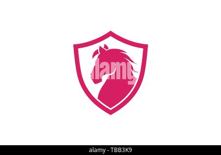 Creative Red Horse Shield Logo Design Illustration vecteur symbole Illustration de Vecteur