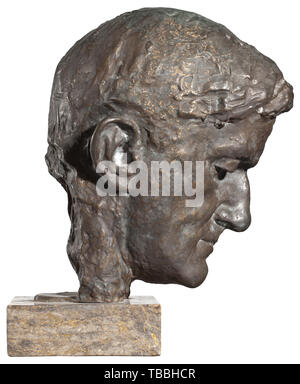 Josef Thorak (1889 - 1952) - un portrait en bronze grandeur nature buste d'Ernst Hanfstaengl,' 'Putzi datant 1934 Bronze avec belle patine marron foncé. Signé à la nuque du cou 'J. Thorak'. Hauteur 35 cm. Sur un socle en marbre, hauteur totale 42,5 cm. En plus d'Arno Breker, Josef Thorak était le plus important sculpteur de la Troisième Reich. Avant la guerre, Hitler avait un énorme studio construit pour lui en Baldham près de Munich acco 20e siècle, Editorial-Use-seulement Banque D'Images