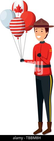 Avec l'hélium ballons drapeau canadien et ranger Illustration de Vecteur