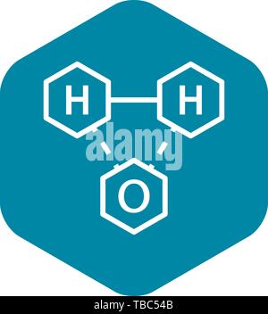 Formule chimique de l'eau, l'icône de style contour Illustration de Vecteur