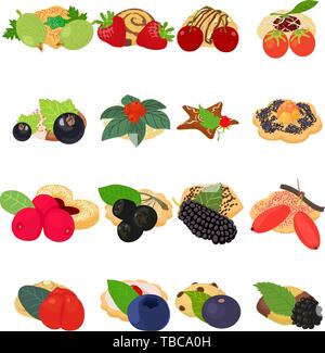 Cookie fruits icons set, style isométrique Illustration de Vecteur