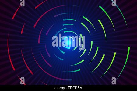 Lignes rondes arrière-plan. Gradient coloré abstrait toile de fond. Lignes tourbillonnantes rouge et vert. Des formes colorées encerclant. Vector illustration. Illustration de Vecteur
