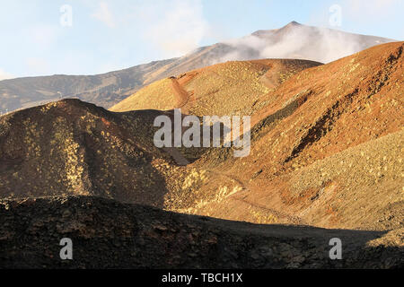 Sites touristiques de cratères de l'Etna en Randazzo, Catane, Italie. Banque D'Images