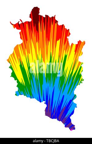 Vorarlberg (République d'Autriche, les Etats de l'Autriche) La carte est conçu rainbow résumé motif coloré, carte du Vorarlberg fait d'explosion de couleurs, Illustration de Vecteur