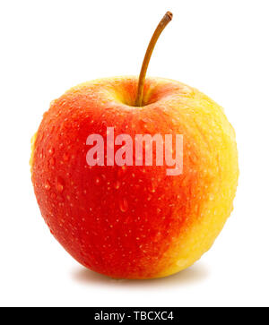 Rouge Jaune chemin apple isolated on white Banque D'Images