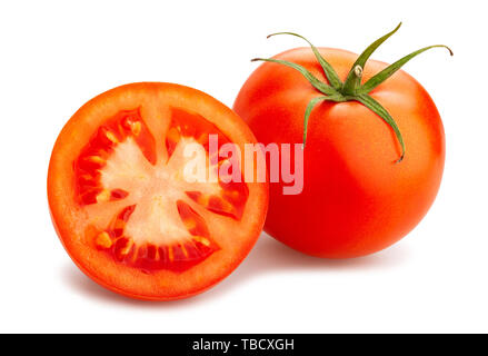Chemin de tranches de tomate isolated on white