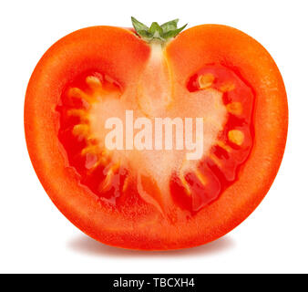 Chemin de tranches de tomate isolated on white Banque D'Images