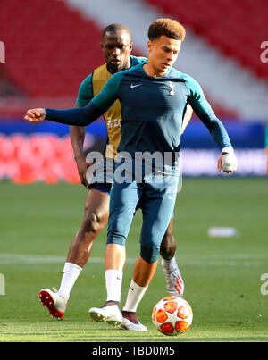 L'Alli Tottenham Hotspur Dele lors d'une session de formation à l'Estadio Metropolitano, Madrid. Banque D'Images