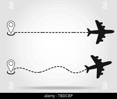 Ensemble d'itinéraires de vol de l'avion - Chemin de ligne eps10 vector illustration isolé Illustration de Vecteur