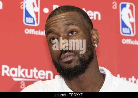 Tokyo, Japon. 31 mai, 2019. Joueur américain de basket-ball de Kemba Walker assiste à un événement médiatique après avoir pris part à la Finale NBA 2019 partie visualisation à Shibuya hébergé par Rakuten plat. Credit : Rodrigo Reyes Marin/ZUMA/Alamy Fil Live News Banque D'Images