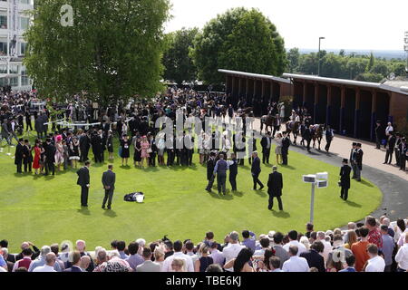 1er juin 2019. Epsom Downs, Surrey, UK porteur dans le Derby parade dans l'anneau avant le montage des jockeys au célèbre Festival Derby Investec/Motofoto Crédit : Alamy Live News Banque D'Images