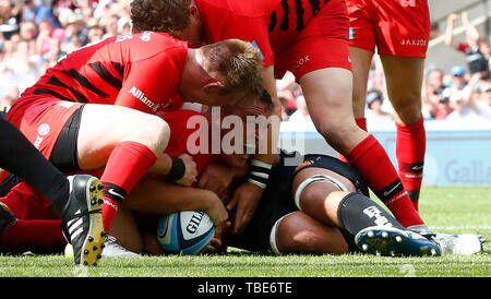 Londres, Royaume-Uni. 01 Juin, 2019. Au cours de Gallagher Premiership Rugby finale entre Exeter Chiefs et Sarrasins au stade de Twickenham, Londres, le 01 juin 2019 : Crédit photo Action Sport/Alamy Live News Banque D'Images