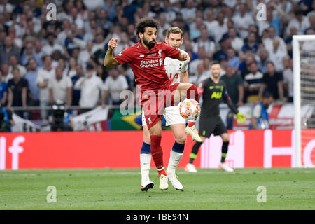 Madrid, Espagne. 01 Juin, 2019. Mohamed Salah de Liverpool FC au cours de la finale de la Ligue des Champions 2019 match entre Tottenham Hotspur et Liverpool au stade Metropolitano de Wanda, Madrid, Espagne, le 1 juin 2019. Photo par Giuseppe maffia. Credit : UK Sports Photos Ltd/Alamy Live News Banque D'Images