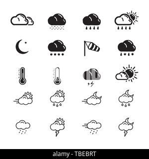 Icônes météo avec fond blanc Vector Illustration de Vecteur