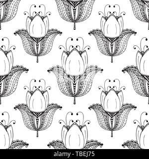 motif sans couture avec grands tulipes biautiful. vector. Illustration de Vecteur