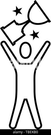 Trophée - Gagner - icône de réussite. Vecteur icône noire linéaire Illustration de Vecteur